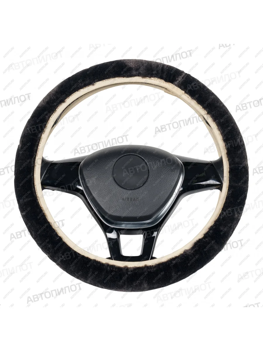 Оплётка на руль (37-40 см искусственный мех короткий ворс) Автопилот Seat Toledo Mk1 седан (1991-1999) (серый)  с доставкой в г. Пермь