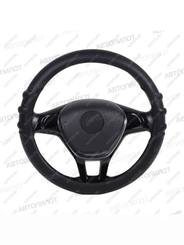 Оплётка на руль (37-40 см FY003 силикон) Автопилот Opel Astra H универсал рестайлинг (2007-2015) (черный)