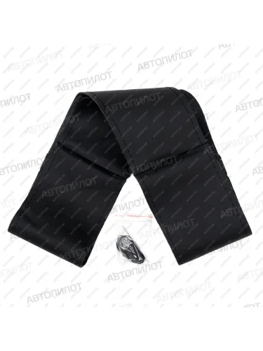 Оплётка на руль (37-40 см со шнуровкой Модель 1 из 4 кусков натур. кожа) Автопилот Opel Astra H универсал рестайлинг (2007-2015) (черный)