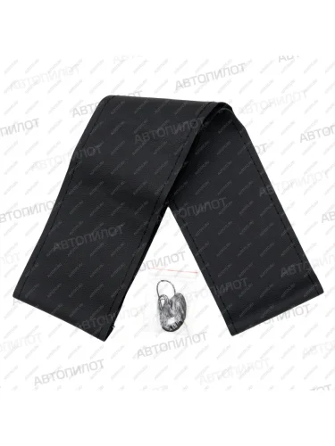 Оплётка на руль (37-40 см со шнуровкой Модель 1 цельный кусок натур. кожа) Автопилот Dong Feng Rich 6 DoubleCab рестайлинг (2021-2025) (черный)