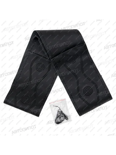 Оплётка на руль (37-40 см со шнуровкой Модель 2 из 4 кусков натур. кожа) Автопилот Opel Astra H универсал рестайлинг (2007-2015) (черный)