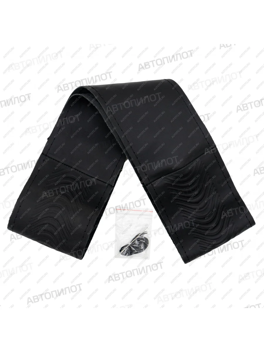 Оплётка на руль (37-40 см со шнуровкой Модель 3 из 4 кусков натур. кожа) Автопилот Toyota Izoa (2018-2025) (черный)