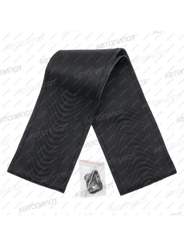 Оплётка на руль (37-40 см со шнуровкой Модель 3 цельный кусок натур. кожа) Автопилот Opel Astra H универсал рестайлинг (2007-2015) (черный)