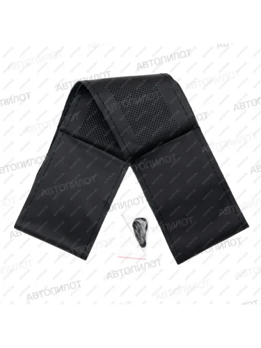 Оплётка на руль (37-40 см со шнуровкой Модель 4 из 4 кусков натур. кожа) Автопилот Opel Astra H универсал рестайлинг (2007-2015) (черный)