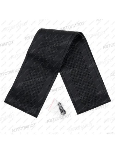 Оплётка на руль (37-40 см со шнуровкой Модель 4 цельный кусок натур. кожа) Автопилот (черный) 