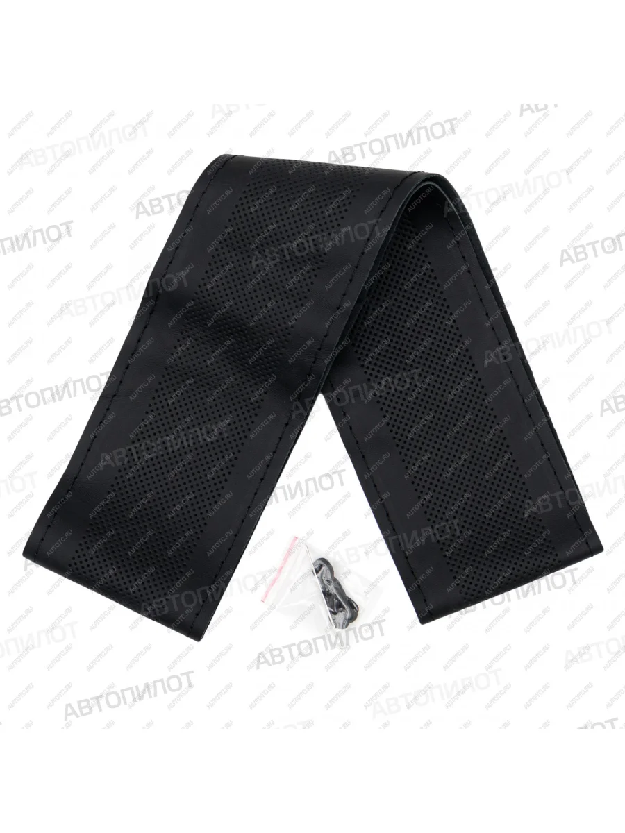 Оплётка на руль (37-40 см со шнуровкой Модель 4 цельный кусок натур. кожа) Автопилот KIA Seltos SP2 рестайлинг (2022-2025) (черный)  в Керчи Республика Крым