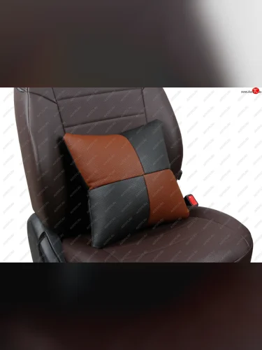 Подушки в салон автомобиля (CLASSIC Модель №1 экокожи) АВТОПИЛОТ (черный/темно-коричневый) 