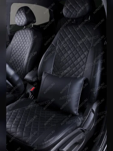 Подушки под поясницу (натур. кожа М2 двусторонняя экокожа+алькантара) АВТОПИЛОТ (черный/темно-серый) 