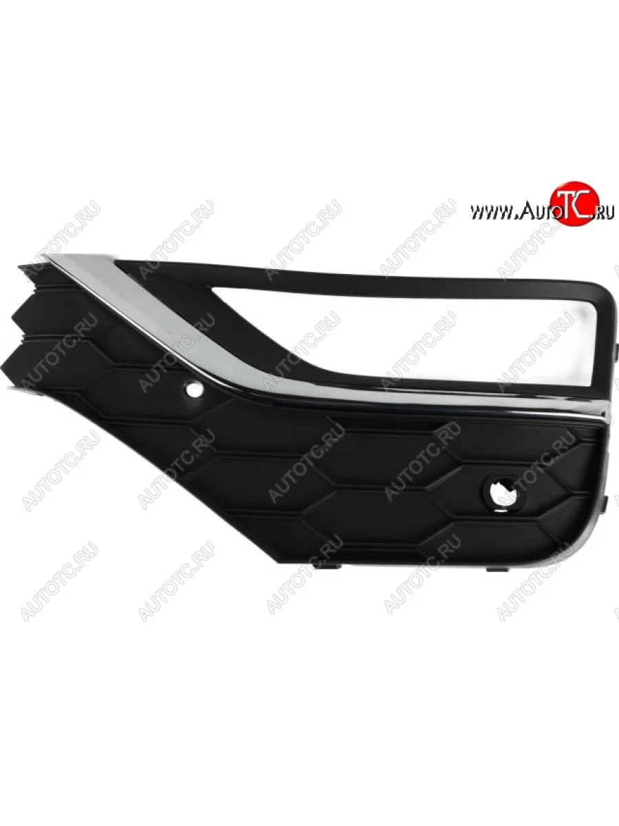 Левая решетка переднего бампера (с отверстием под ПТФ, пр-во Китай) BODYPARTS Volkswagen Amarok рестайлинг (2016-2022) (вставка хром)  в Керчи Республика Крым