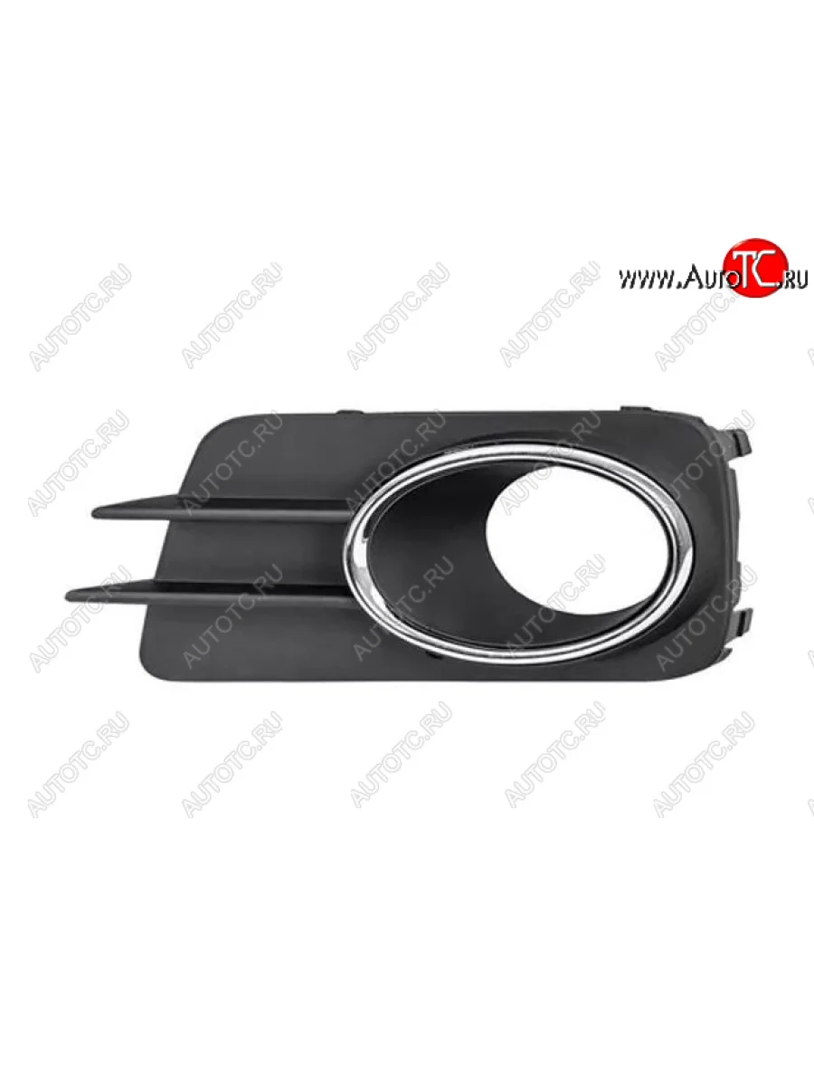 Левая решетка переднего бампера (с отверстием под ПТФ, пр-во Китай) BODYPARTS Volkswagen Tiguan NF рестайлинг (2011-2017) (вставка хром)  в Самаре Самарской области