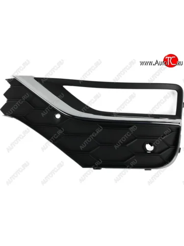 Левая решетка переднего бампера (с отверстием под ПТФ, пр-во Китай) CHINA (вставка хром) Volkswagen Amarok рестайлинг (2016-2022)