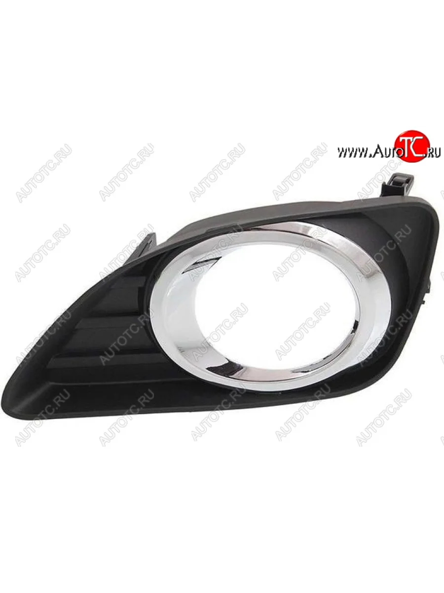 Левая решетка переднего бампера (с отверстием под ПТФ, пр-во Тайвань) API Toyota Camry XV40 рестайлинг (2009-2011) (вставка хром)  с доставкой в г. Керчь