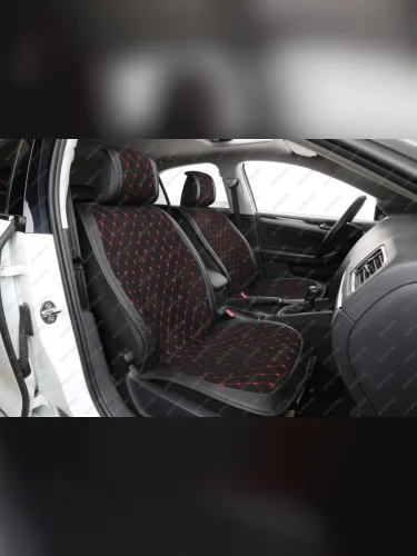 Накидка на сиденье (Alkantara Lux алькантара) Автопилот (черный/строчка красная) 