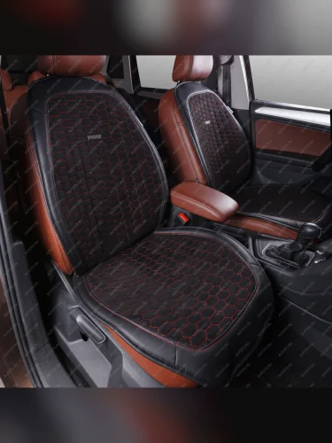 Накидка на сиденье (Alkantara Soty алькантара) Автопилот (черный/строчка красная) 