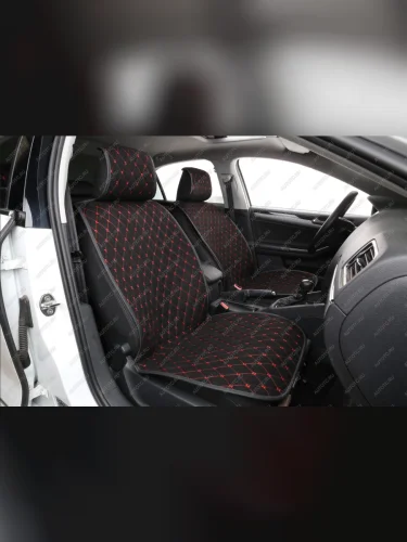  Накидка на сиденье ( Super-J алькантара) Автопилот (черный/строчка красная) 