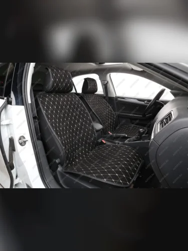 Накидка на сиденье ( Super-J алькантара) Автопилот (черный/строчка бежевая) 