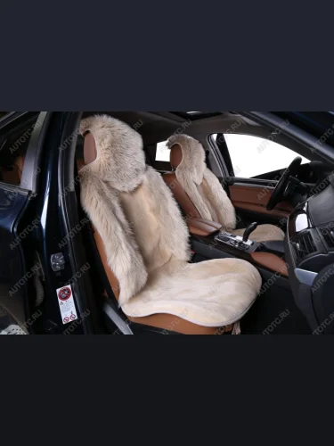 Накидка на сиденье (комбинированный ворс искусственный мех) Автопилот (темно-бежевый) 