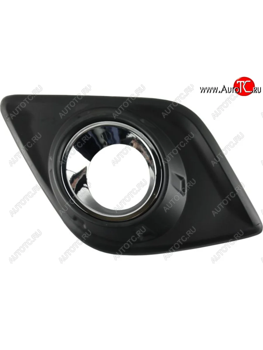 Левая решетка переднего бампера (с отверстием под ПТФ, пр-во Тайвань) BODYPARTS  Toyota Hilux AN120 дорестайлинг (2016-2020) (хром молдинг)  в Перми Пермском крае