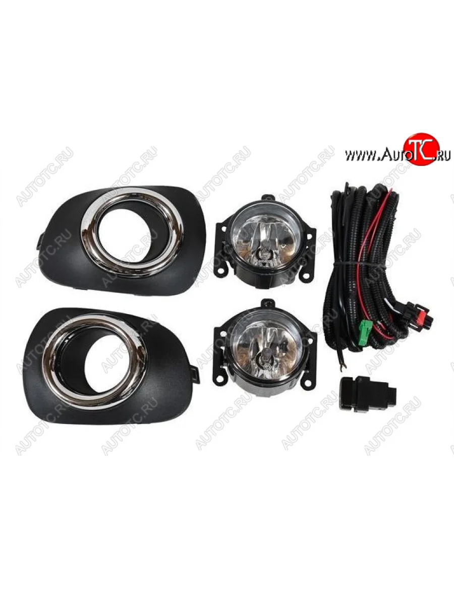 Противотуманные фары комплект (проводка, кнопка, решетка, пр-во Китай) BodyParts Mitsubishi Pajero Sport PB дорестайлинг (2008-2013) (молдинг решетки хром)  в Самаре Самарской области
