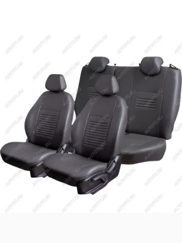 Комплект чехлов для сидений (N150, ЦЗС, 2П, Экокожа Илана+Орегон), Lord Autofashion ТУРИН (Серый, вставка серая, строчка серая) Daewoo Nexia рестайлинг (2008-2015)