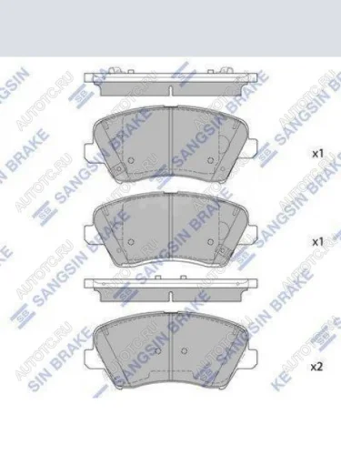 Колодки тормозные передние R15 (4шт.) SANGSIN KIA Ceed 2 JD дорестайлинг, хэтчбэк (2012-2015)