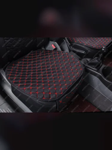 Накидки на сиденье (на весь салон Flax Plus Лен ) Автопилот (черный/строчка красная) 