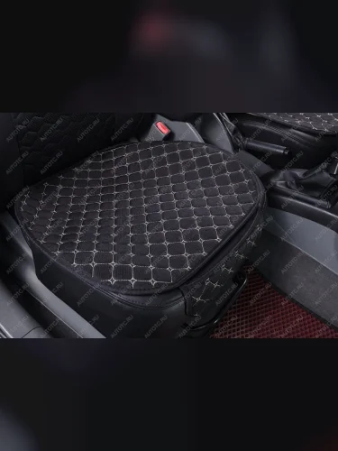 Накидки на сиденье (на весь салон Flax Plus Лен ) Автопилот (черный/строчка бежевая) 