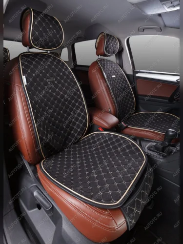 Накидка на сиденье (Super-J Flax лён) Автопилот (черный/строчка бежевая) 