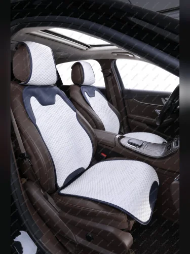 Накидка на сиденье (Ultra велюр) Автопилот (белый/синий) 