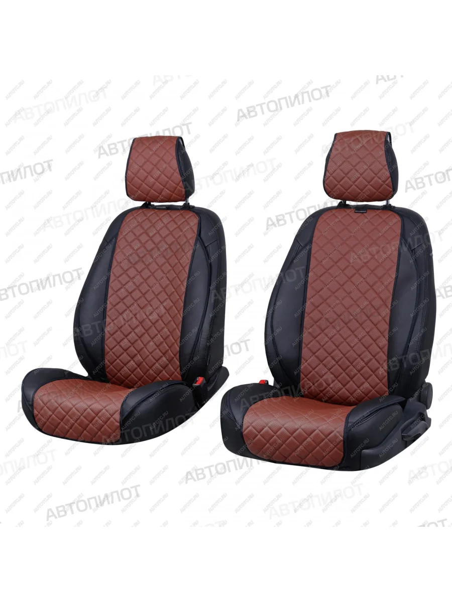Накидка на сиденье (Экокожа Ромб-Модель №3 шир. сиденье и спинка экокожа) Автопилот   (темно-коричневый)  в Воронеже Воронежской области