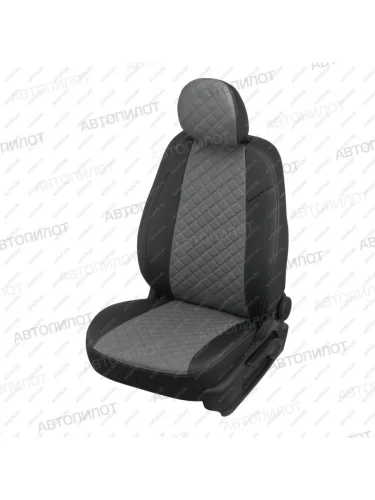 Чехлы на сиденья Ромб (к. Sport Line Comfort Line раздел. 40/60 + вырез под подлокот.+ надкрыльн. экокожа) Автопилот (черный/серый) Volkswagen Passat B6 седан (2005-2011)