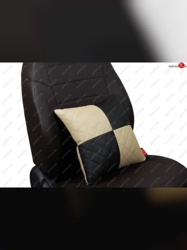 Подушки в салон автомобиля (Ромб Модель №1 экокожа) АВТОПИЛОТ (черный/бежевый) 