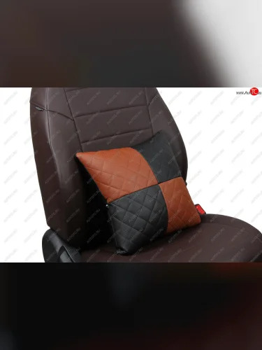 Подушки в салон автомобиля (Ромб Модель №1 экокожа) АВТОПИЛОТ (черный/коричневый) 