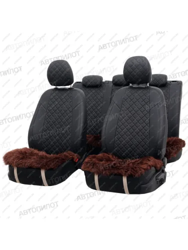 Комплекты квадратов (длинный ворс Класс А натуральный мех) Автопилот (коричневый) 