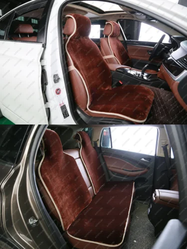 Комплект накидок на весь салон (короткий ворс искусственный мех) Автопилот (коричневый) 