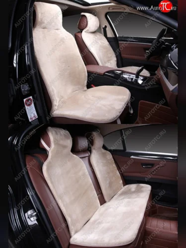 Комплект накидок на весь салон (короткий ворс искусственный мех) Автопилот (темно-бежевый) 
