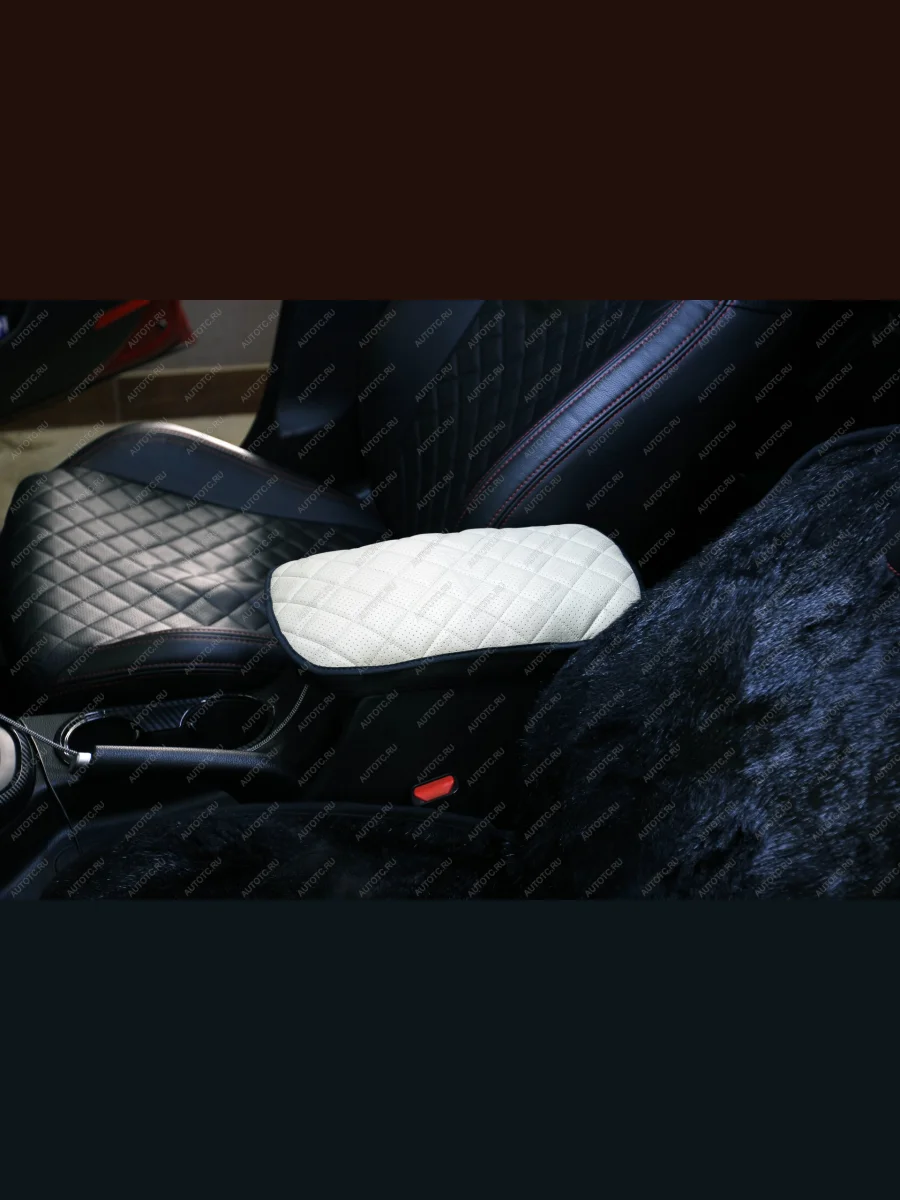 Накладка на подлокотник (экокожа) Автопилот Fiat Idea 350 дорестайлинг (2003-2006) (белый)