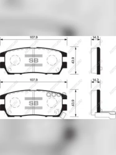 Колодки тормозные задние (4шт.) SANGSIN Mitsubishi Pajero 3 V70 дорестайлинг (1999-2003)