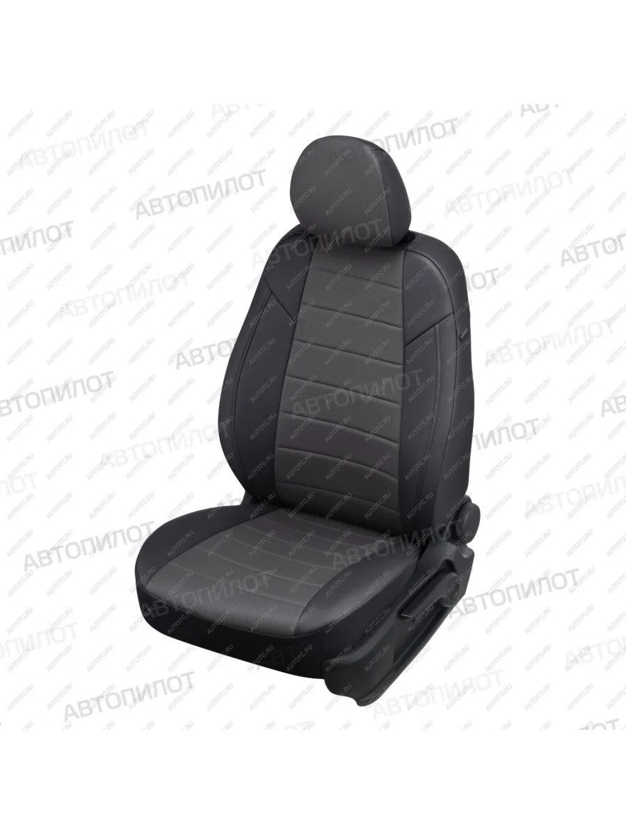  Чехлы на сиденье Экокожа (раздел. 40/60 экокожа) Автопилот  Volkswagen Polo (2009-2020) Mk5 6R,6C,61 (черный/темно-серый)  с доставкой в г. Керчь