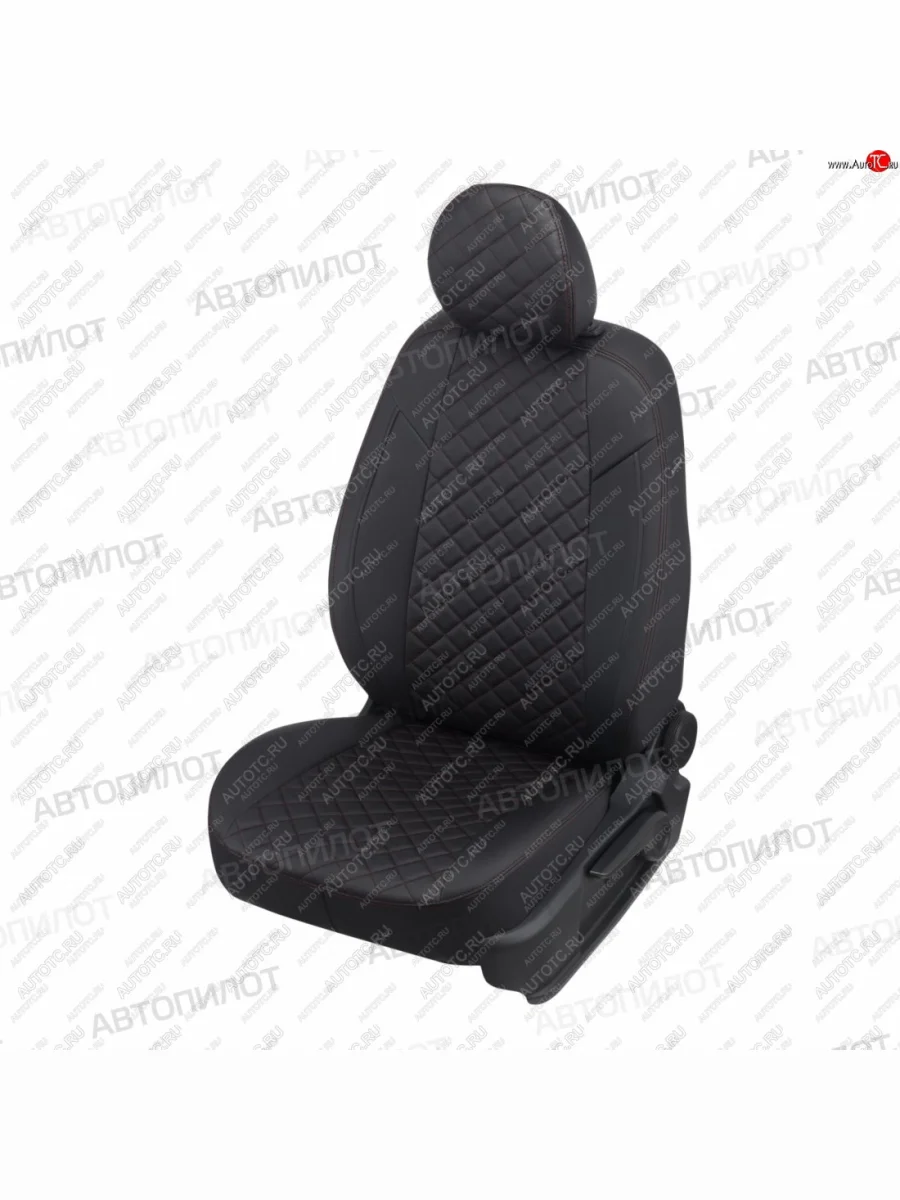 Чехлы на сиденье универсальные (3 места экокожа) Автопилот Iveco Daily (2006-2011) (черный/строчка красная)  в Керчи Республика Крым