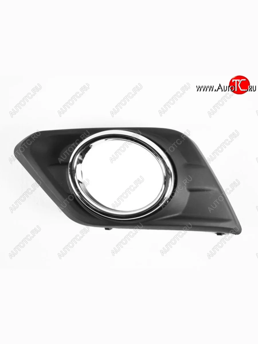 Левая вставка переднего бампера (с отверстием под ПТФ, пр-во Китай) CHINA Nissan X-trail 3 T32 рестайлинг (2017-2022) (молдинг хром)  с доставкой в г. Керчь