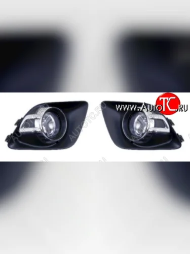 Комплект противотуманных фар (с решеткой бампера, пр-во Китай) DLAA (молдинг решетки хром) Mitsubishi ASX дорестайлинг (2010-2012)