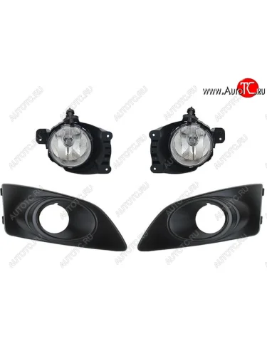 Комплект противотуманных фар (с решеткой бампера, пр-во Китай) DLAA (молдинг решетки хром) Chevrolet Aveo T300 седан (2011-2015)