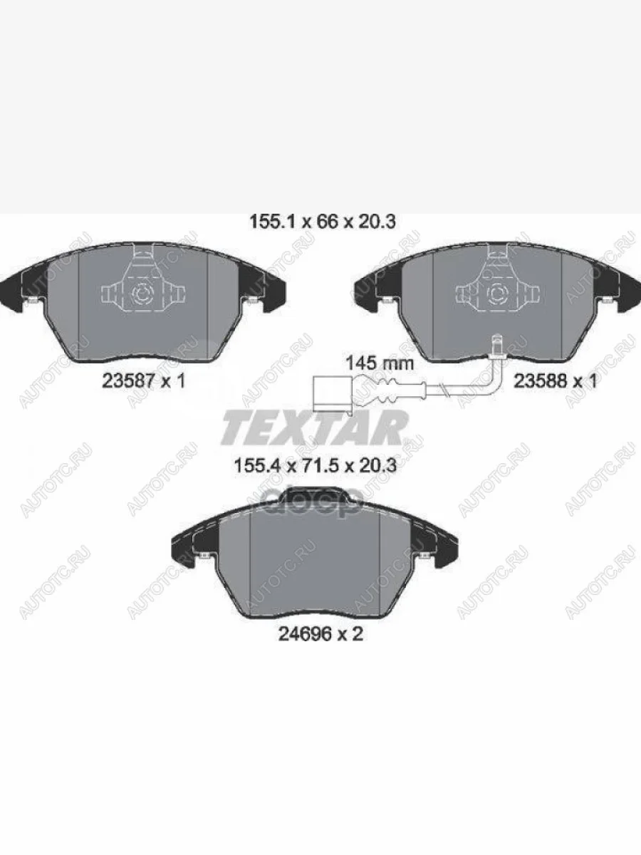 Колодки тормозные передние (4шт.) TEXTAR Audi A1 8XA хэтчбэк 5 дв. рестайлинг (2014-2018)  в Керчи Республика Крым