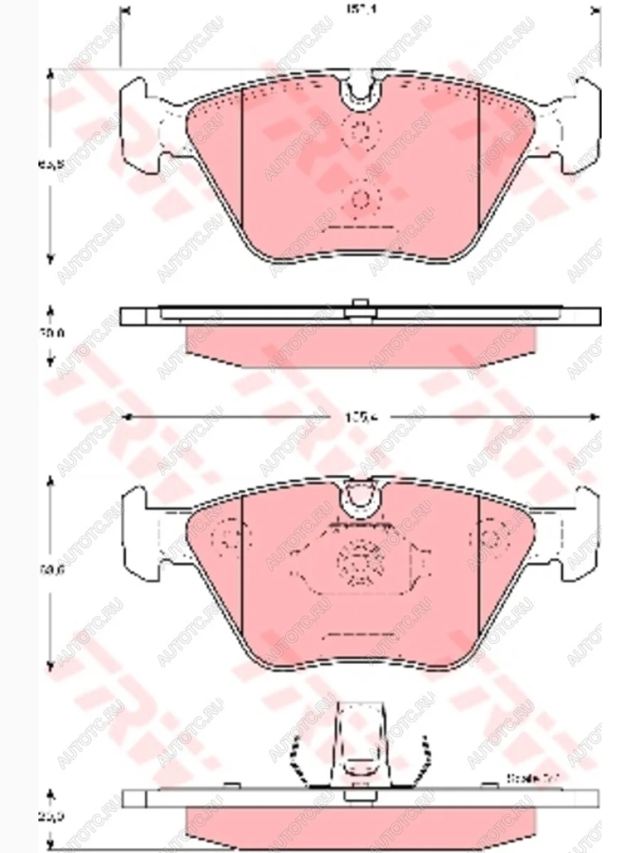 Колодки тормозные передние (4шт.) TRW BMW 3 серия E46 седан дорестайлинг (1998-2001)  в Самаре Самарской области