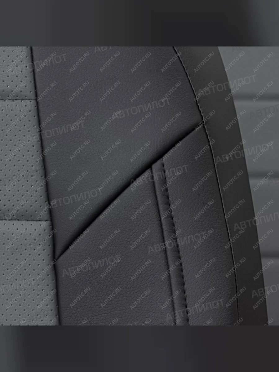 Чехлы на сиденья Экокожа (раздел. 40/60+вырез под подлокот. экокожа) Автопилот JAECOO J7 (2023-2025) (черный/серый)  в Перми Пермском крае