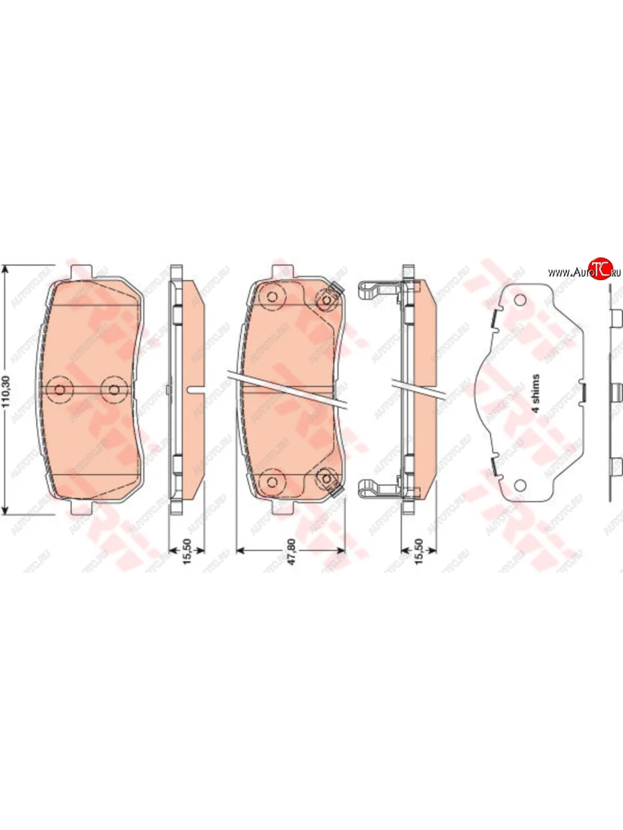 Колодки тормозные задние (4шт.) TRW Hyundai IX55 EN (2006-2013)  в Керчи Республика Крым
