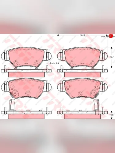 Колодки тормозные задние (4шт.) TRW Opel Astra G хэтчбэк 5 дв. (1998-2005)