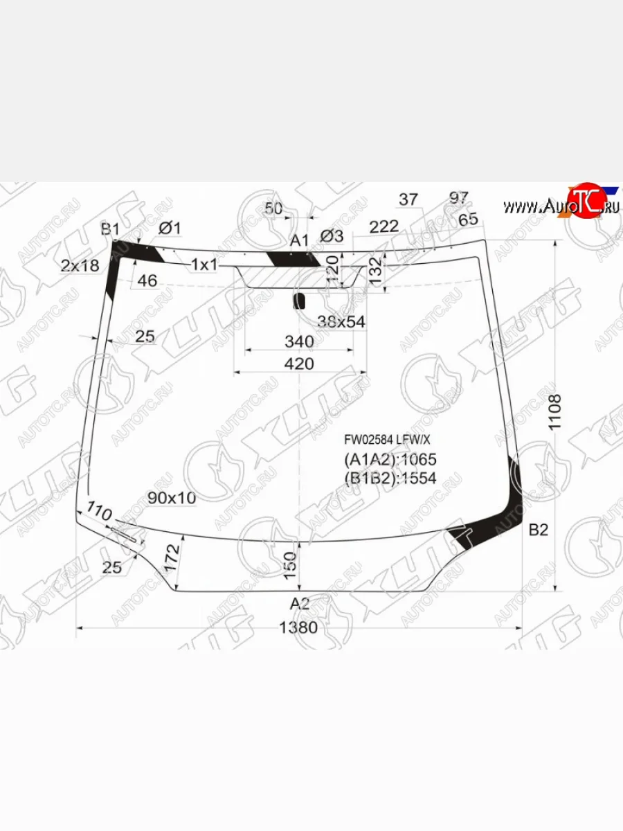 Стекло лобовое XYG Honda Civic FD седан дорестайлинг (2005-2008)  в Керчи Республика Крым
