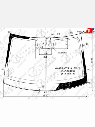 Стекло лобовое (Антенна Камера Датчик дождя Молдинг) XYG Mercedes-Benz Vito  W447 (2015-2020) дорестайлинг